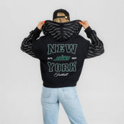 NEW YORK JETS EYES ON THE PRIZE RHINESTUD STRIPE ZIP HOODIE