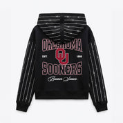 OKLAHOMA SOONERS EYES ON THE PRIZE RHINESTUD STRIPE ZIP HOODIE