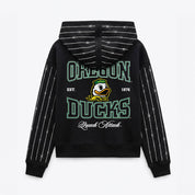OREGON DUCKS EYES ON THE PRIZE RHINESTUD STRIPE ZIP HOODIE