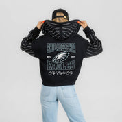 PHILADELPHIA EAGLES EYES ON THE PRIZE RHINESTUD STRIPE ZIP HOODIE