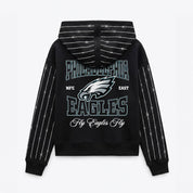 PHILADELPHIA EAGLES EYES ON THE PRIZE RHINESTUD STRIPE ZIP HOODIE