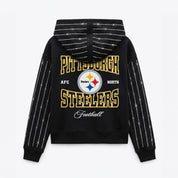 PITTSBURGH STEELERS EYES ON THE PRIZE RHINESTUD STRIPE ZIP HOODIE