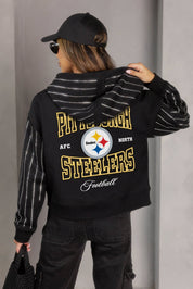 PITTSBURGH STEELERS EYES ON THE PRIZE RHINESTUD STRIPE ZIP HOODIE