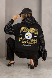 PITTSBURGH STEELERS EYES ON THE PRIZE RHINESTUD STRIPE ZIP HOODIE