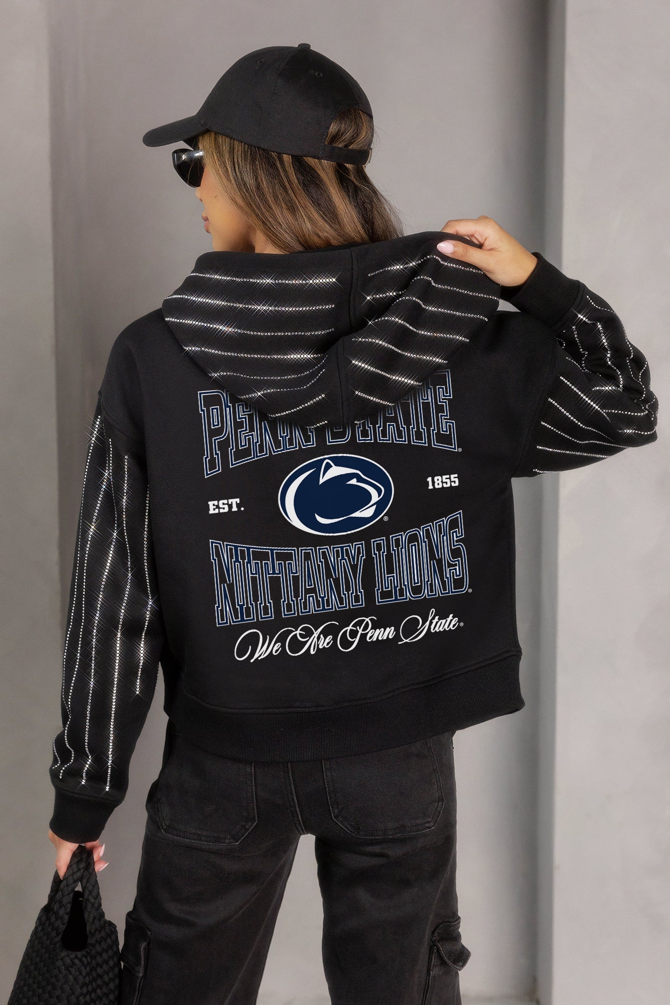 PENN STATE NITTANY LIONS EYES ON THE PRIZE RHINESTUD STRIPE ZIP HOODIE