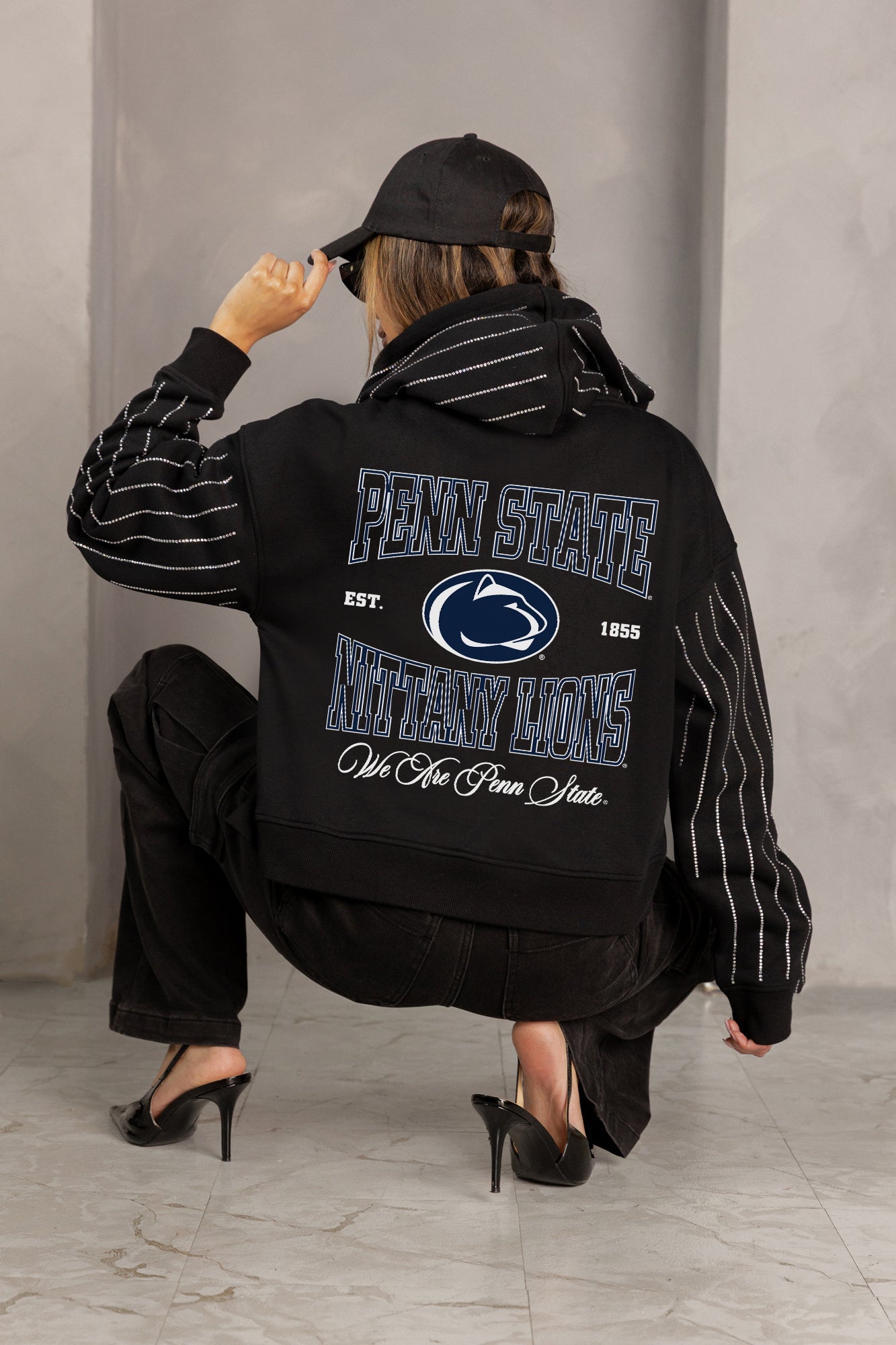 PENN STATE NITTANY LIONS EYES ON THE PRIZE RHINESTUD STRIPE ZIP HOODIE