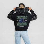 SEATTLE SEAHAWKS EYES ON THE PRIZE RHINESTUD STRIPE ZIP HOODIE
