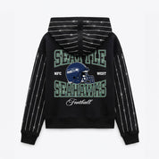 SEATTLE SEAHAWKS EYES ON THE PRIZE RHINESTUD STRIPE ZIP HOODIE