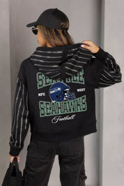 SEATTLE SEAHAWKS EYES ON THE PRIZE RHINESTUD STRIPE ZIP HOODIE