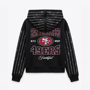 SAN FRANCISCO 49ERS EYES ON THE PRIZE RHINESTUD STRIPE ZIP HOODIE