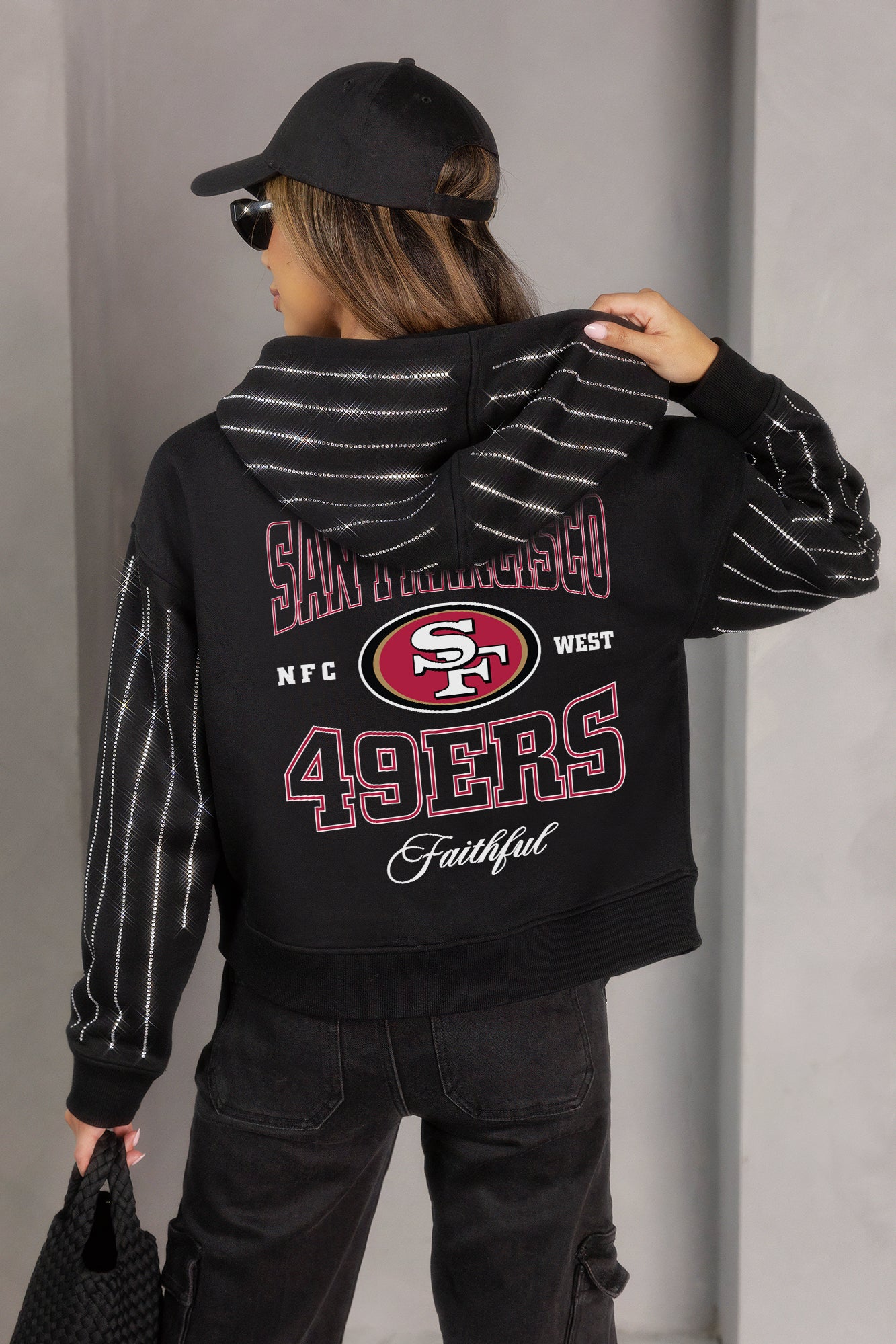 Women's San Francisco 49ers Eyes on the Prize Rhinestud Hoodie