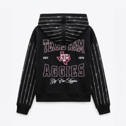 TEXAS A&M AGGIES EYES ON THE PRIZE RHINESTUD STRIPE ZIP HOODIE