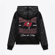 TAMPA BAY BUCCANEERS EYES ON THE PRIZE RHINESTUD STRIPE ZIP HOODIE