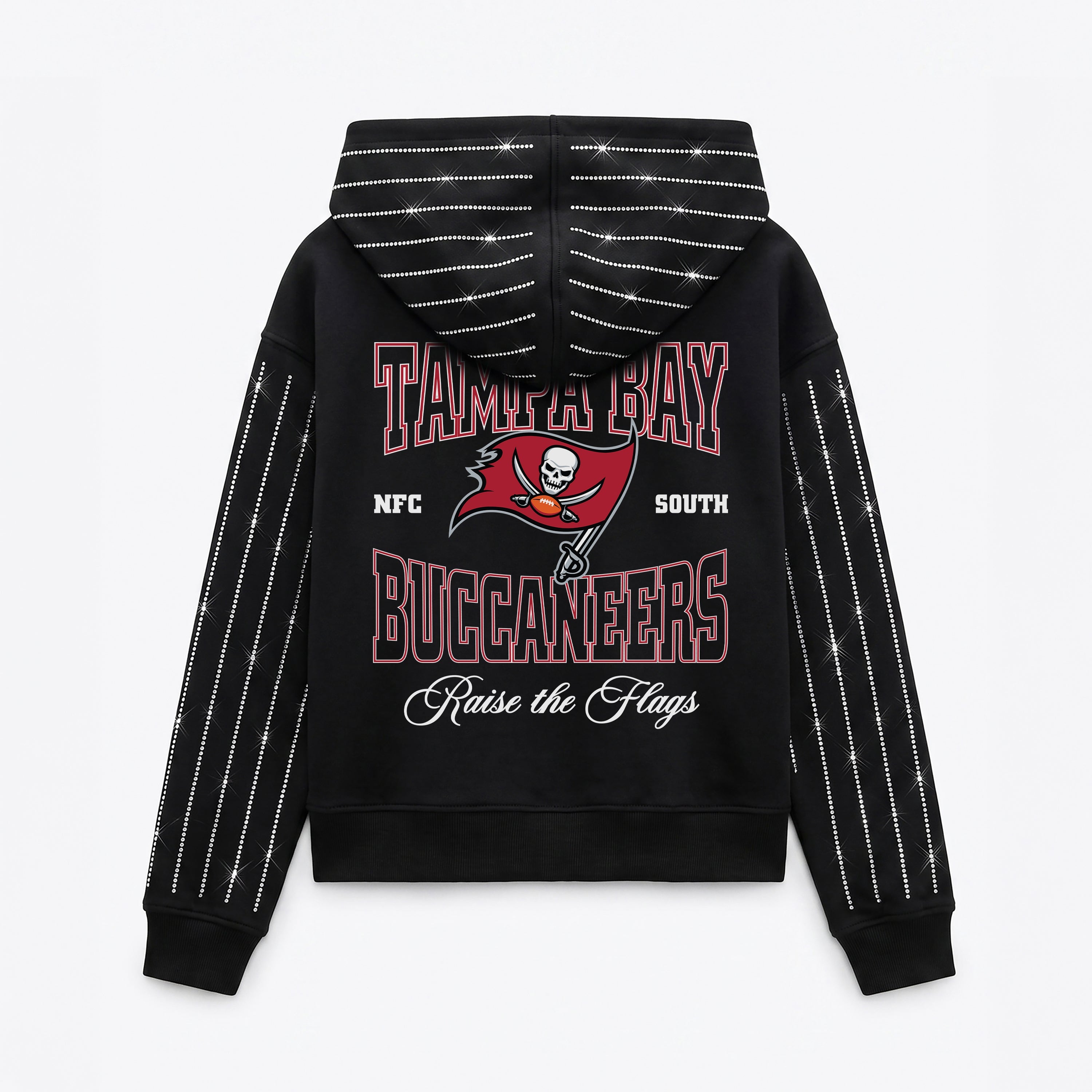 TAMPA BAY BUCCANEERS EYES ON THE PRIZE RHINESTUD STRIPE ZIP HOODIE
