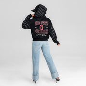 OHIO STATE BUCKEYES EYES ON THE PRIZE RHINESTUD STRIPE ZIP HOODIE