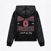 OHIO STATE BUCKEYES EYES ON THE PRIZE RHINESTUD STRIPE ZIP HOODIE