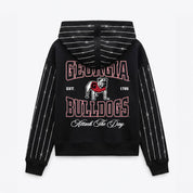 GEORGIA BULLDOGS EYES ON THE PRIZE RHINESTUD STRIPE ZIP HOODIE