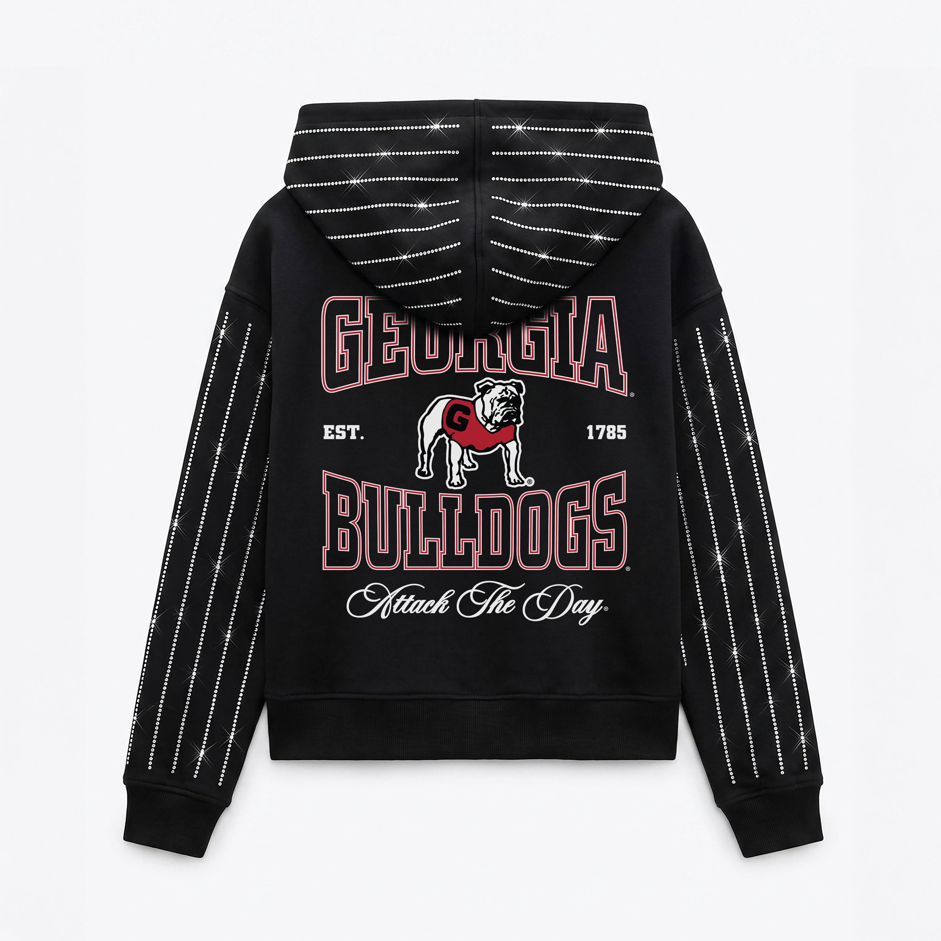 GEORGIA BULLDOGS EYES ON THE PRIZE RHINESTUD STRIPE ZIP HOODIE