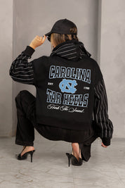 NORTH CAROLINA TAR HEELS EYES ON THE PRIZE RHINESTUD STRIPE ZIP HOODIE