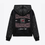 SOUTH CAROLINA GAMECOCKS EYES ON THE PRIZE RHINESTUD STRIPE ZIP HOODIE
