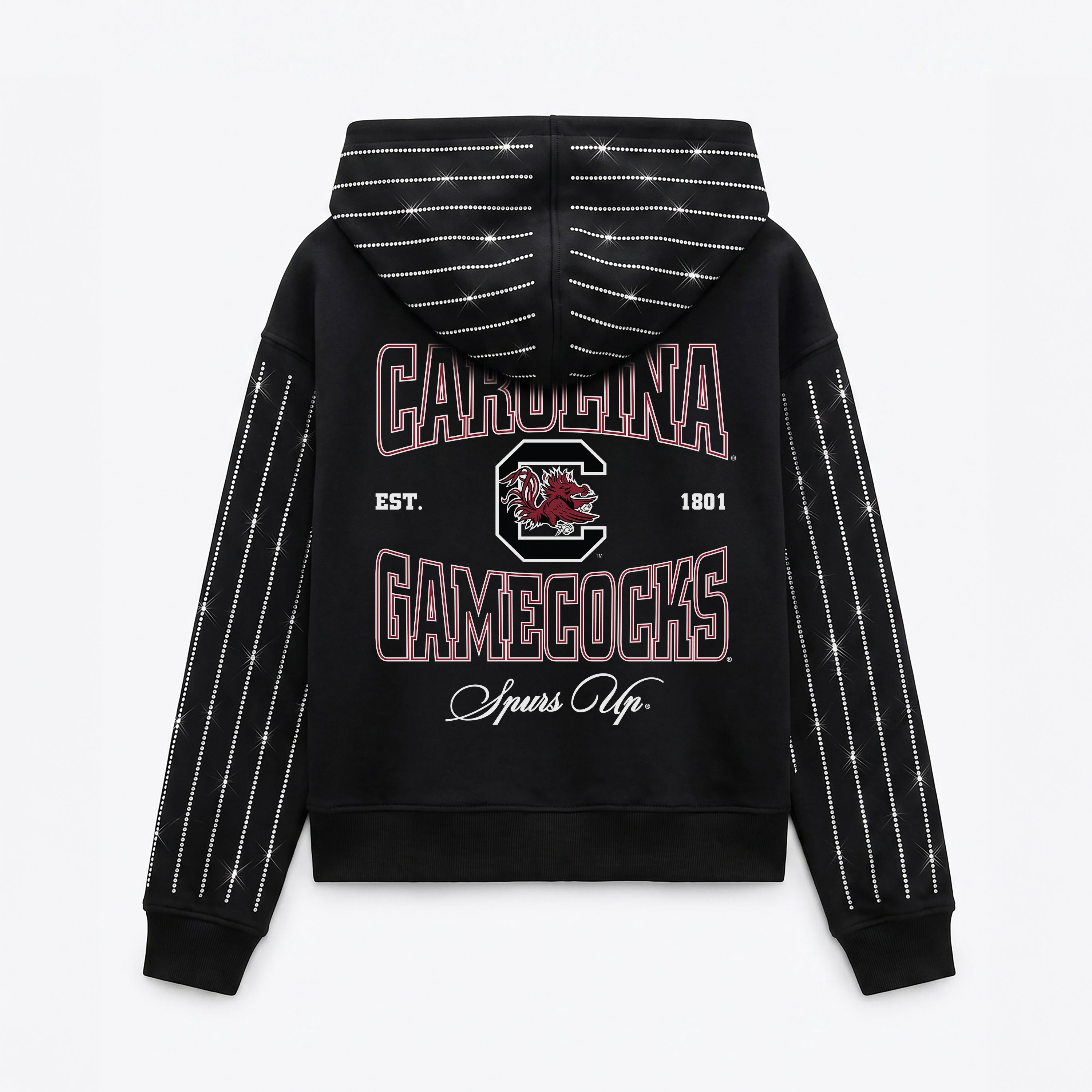 SOUTH CAROLINA GAMECOCKS EYES ON THE PRIZE RHINESTUD STRIPE ZIP HOODIE