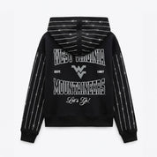 WEST VIRGINIA MOUNTAINEERS EYES ON THE PRIZE RHINESTUD STRIPE ZIP HOODIE