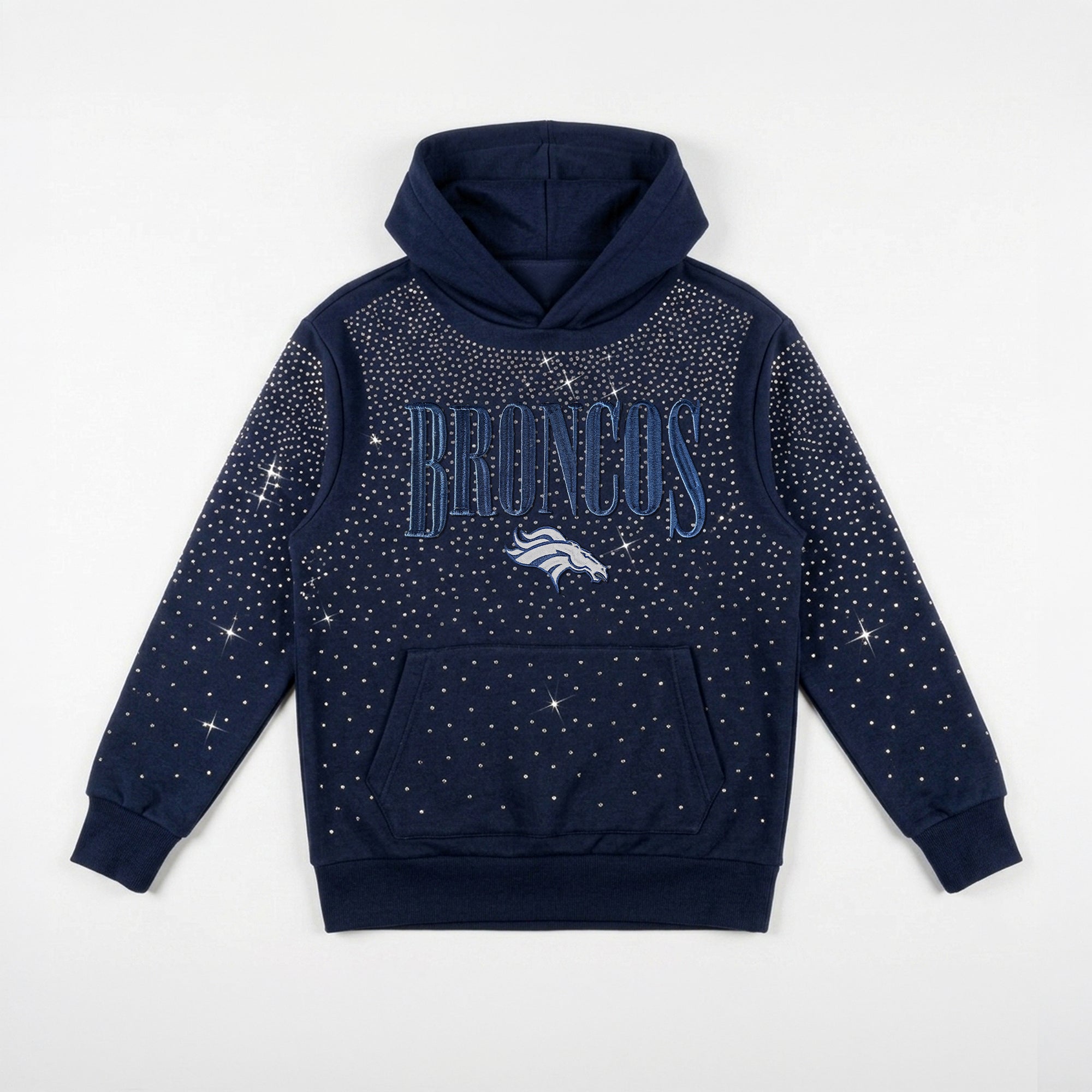 DENVER BRONCOS SUNDAY LIGHTS RHINESTONE HOODIE