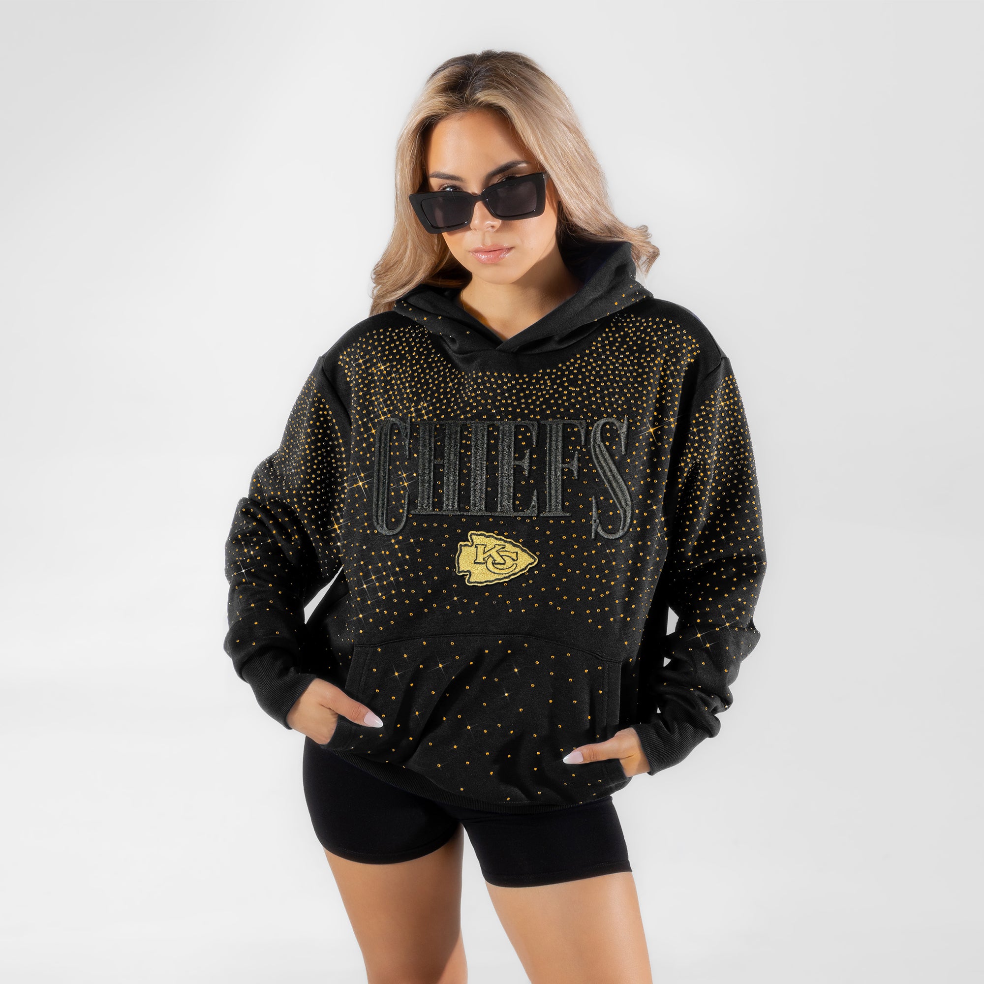KANSAS CITY CHIEFS SUNDAY LIGHTS RHINESTONE HOODIE