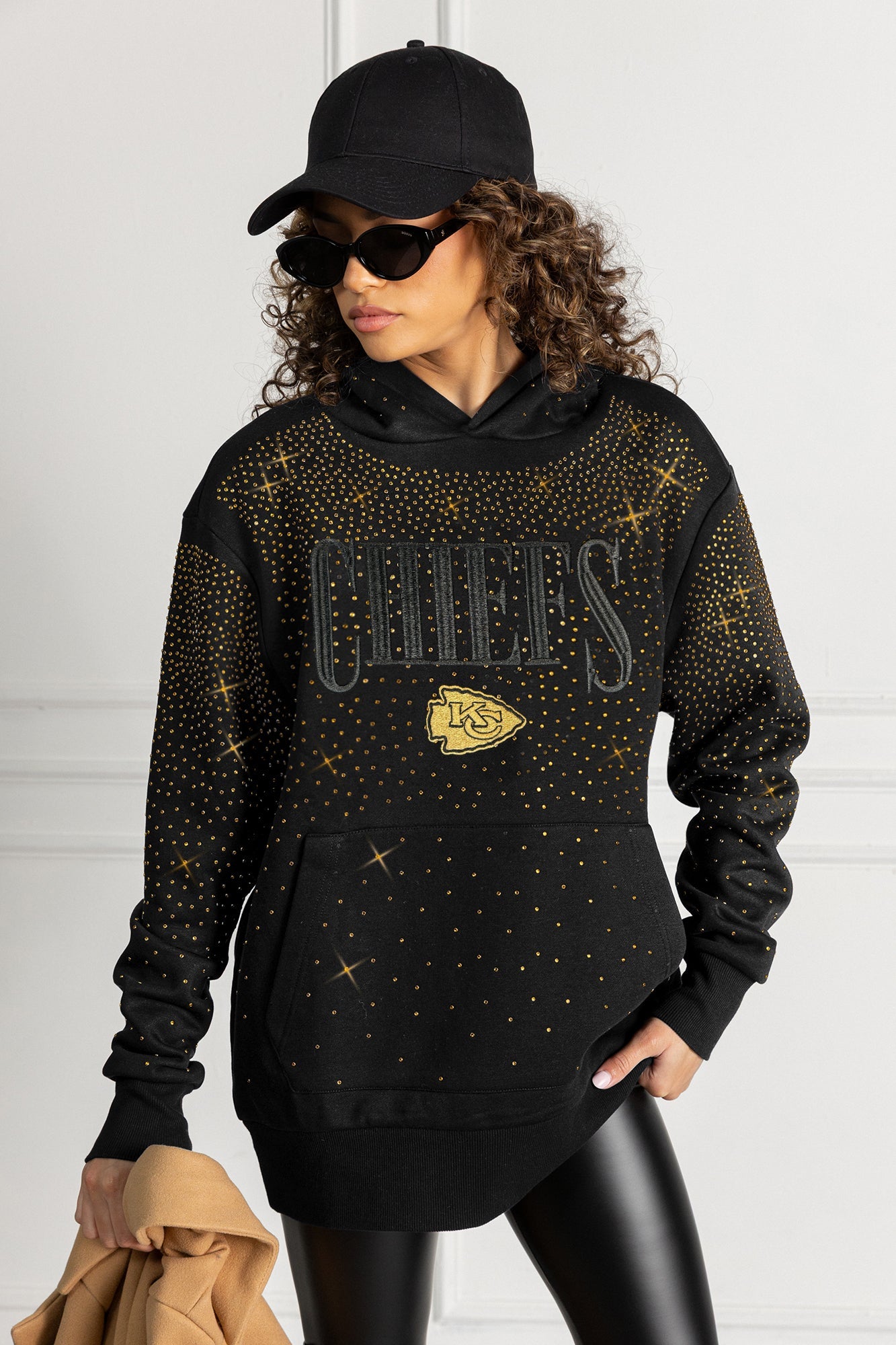 KANSAS CITY CHIEFS SUNDAY LIGHTS RHINESTONE HOODIE
