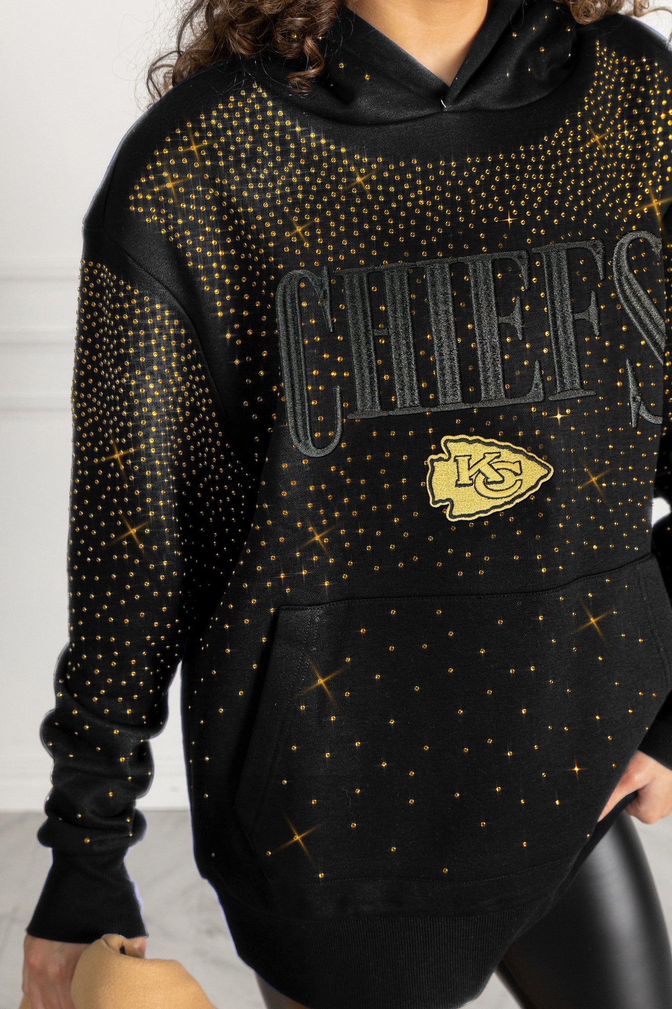 KANSAS CITY CHIEFS SUNDAY LIGHTS RHINESTONE HOODIE
