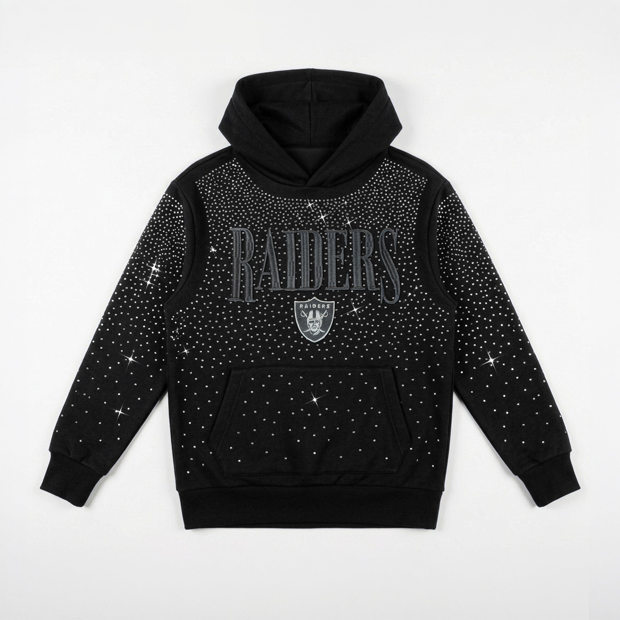 LAS VEGAS RAIDERS SUNDAY LIGHTS RHINESTONE HOODIE
