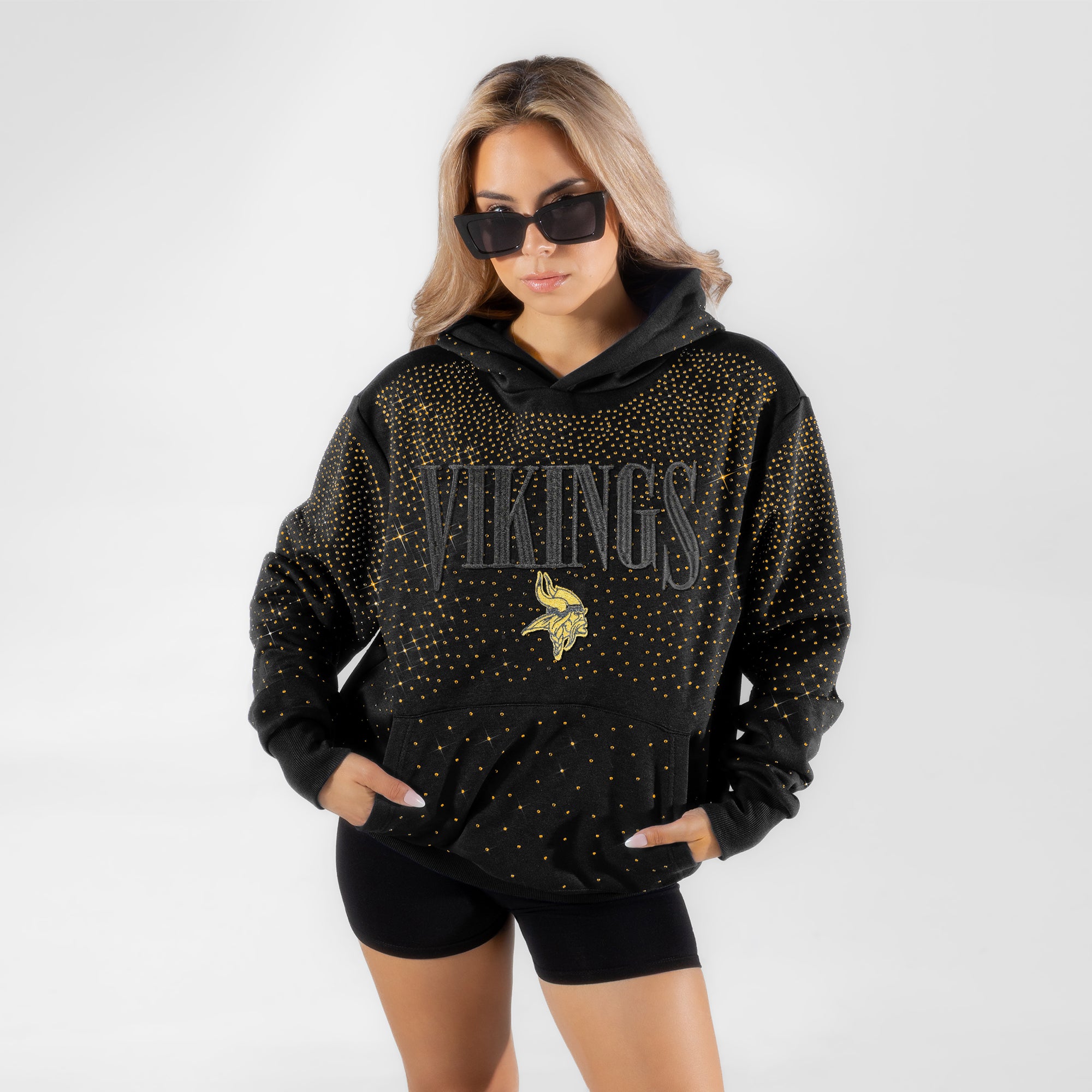 MINNESOTA VIKINGS SUNDAY LIGHTS RHINESTONE HOODIE