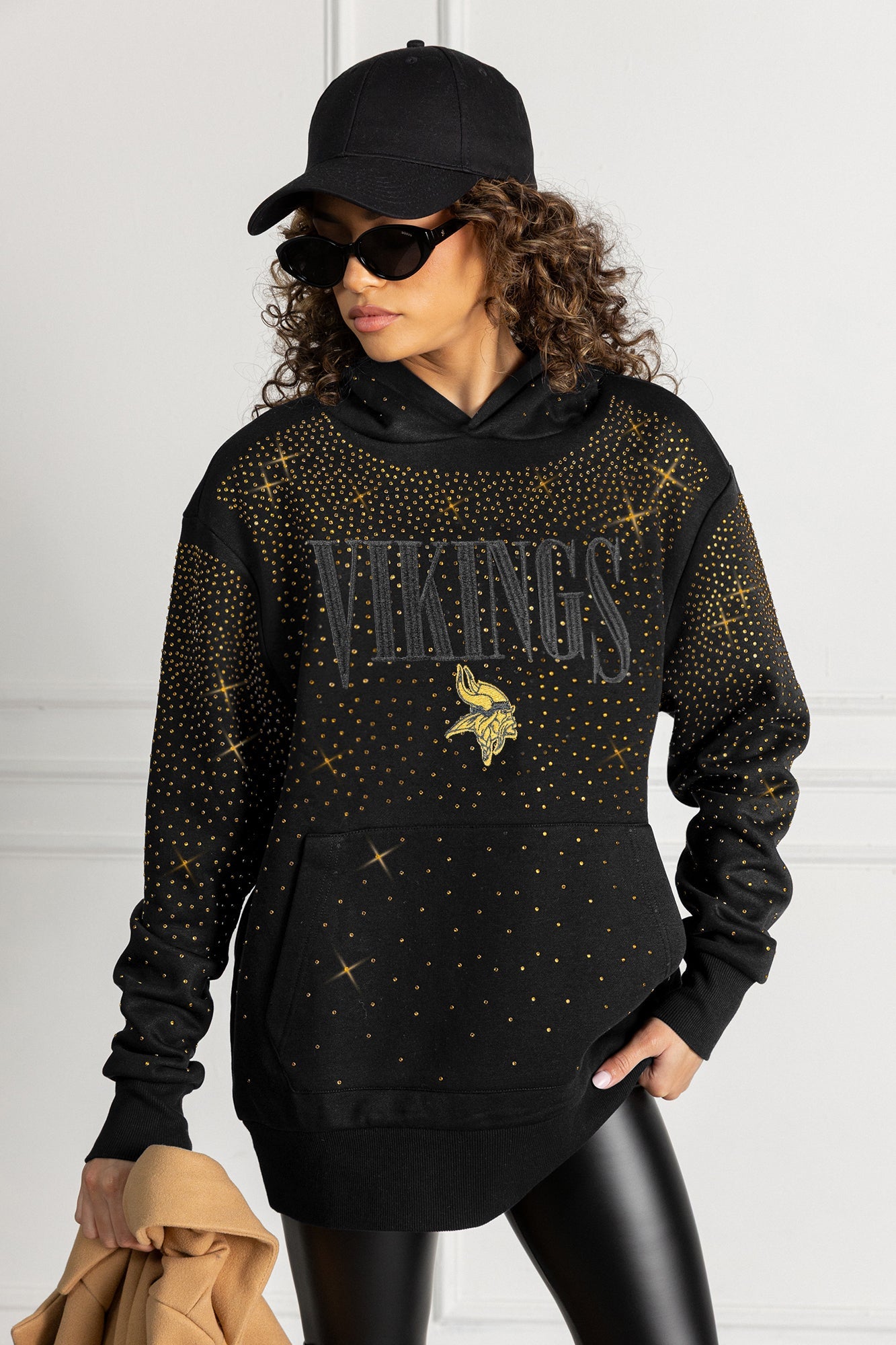 MINNESOTA VIKINGS SUNDAY LIGHTS RHINESTONE HOODIE