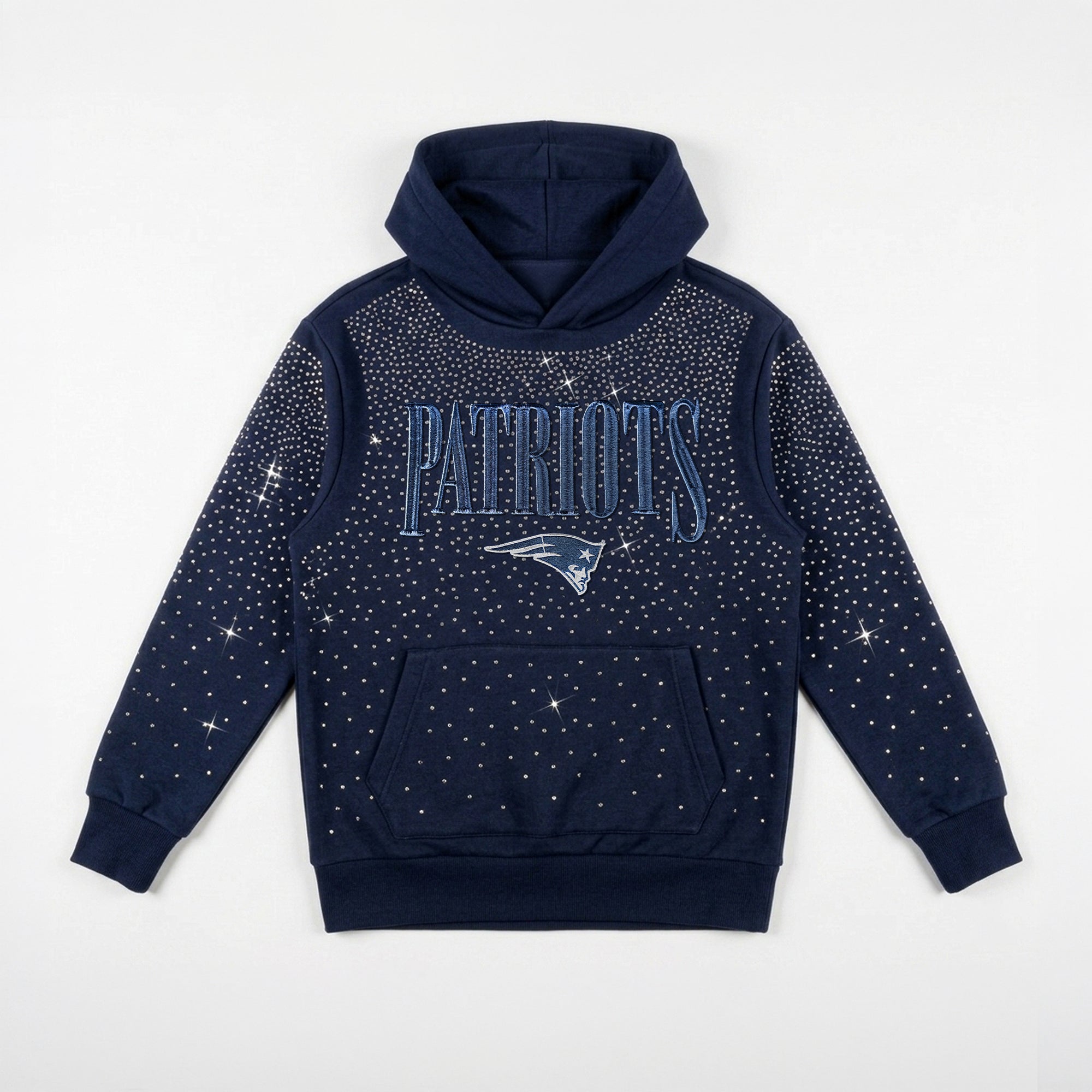 NEW ENGLAND PATRIOTS SUNDAY LIGHTS RHINESTONE HOODIE