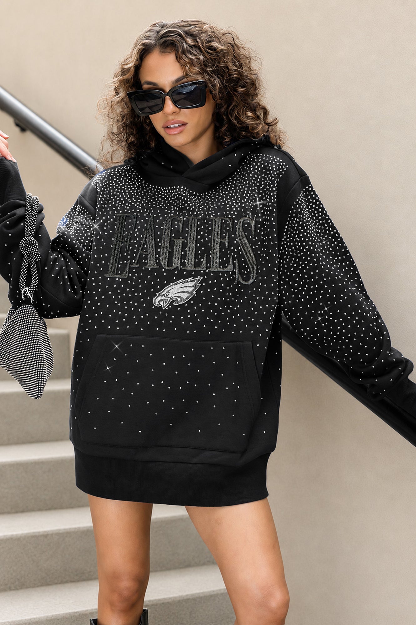 PHILADELPHIA EAGLES SUNDAY LIGHTS RHINESTONE HOODIE