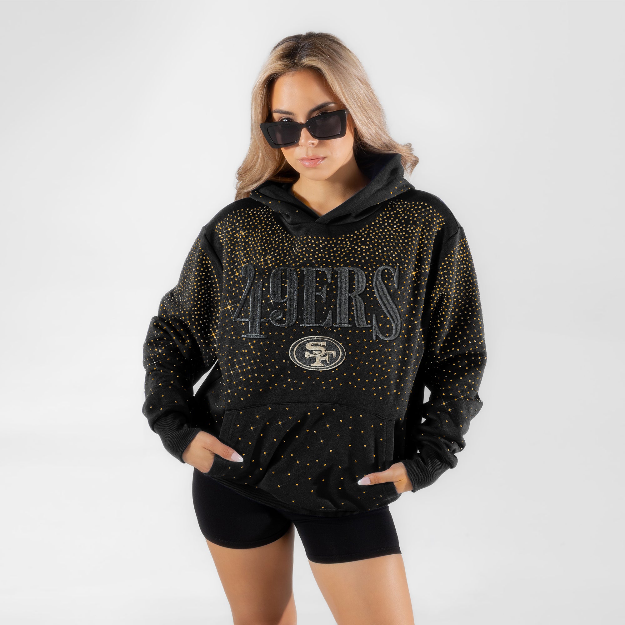 SAN FRANCISCO 49ERS SUNDAY LIGHTS RHINESTONE HOODIE