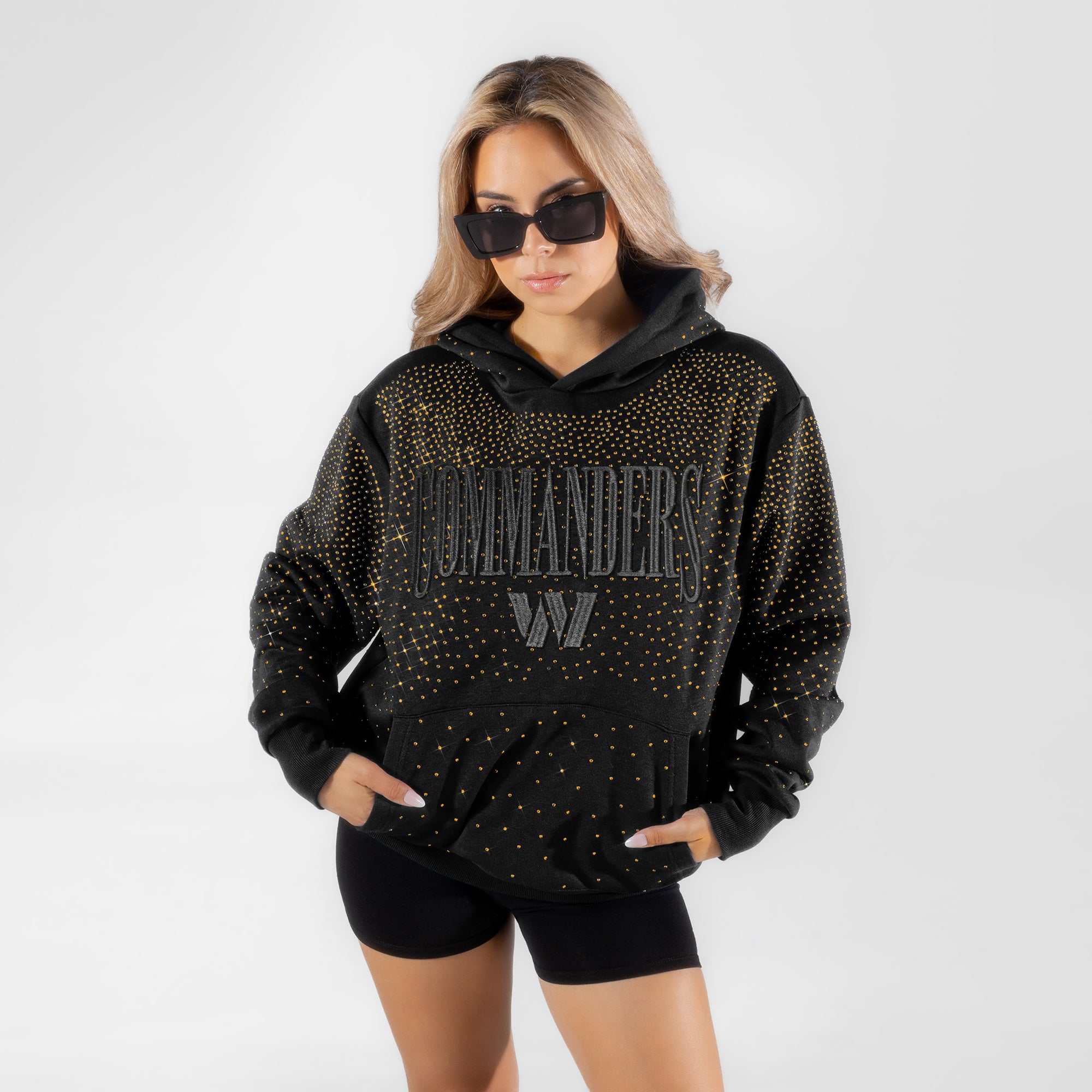 WASHINGTON COMMANDERS SUNDAY LIGHTS RHINESTONE HOODIE