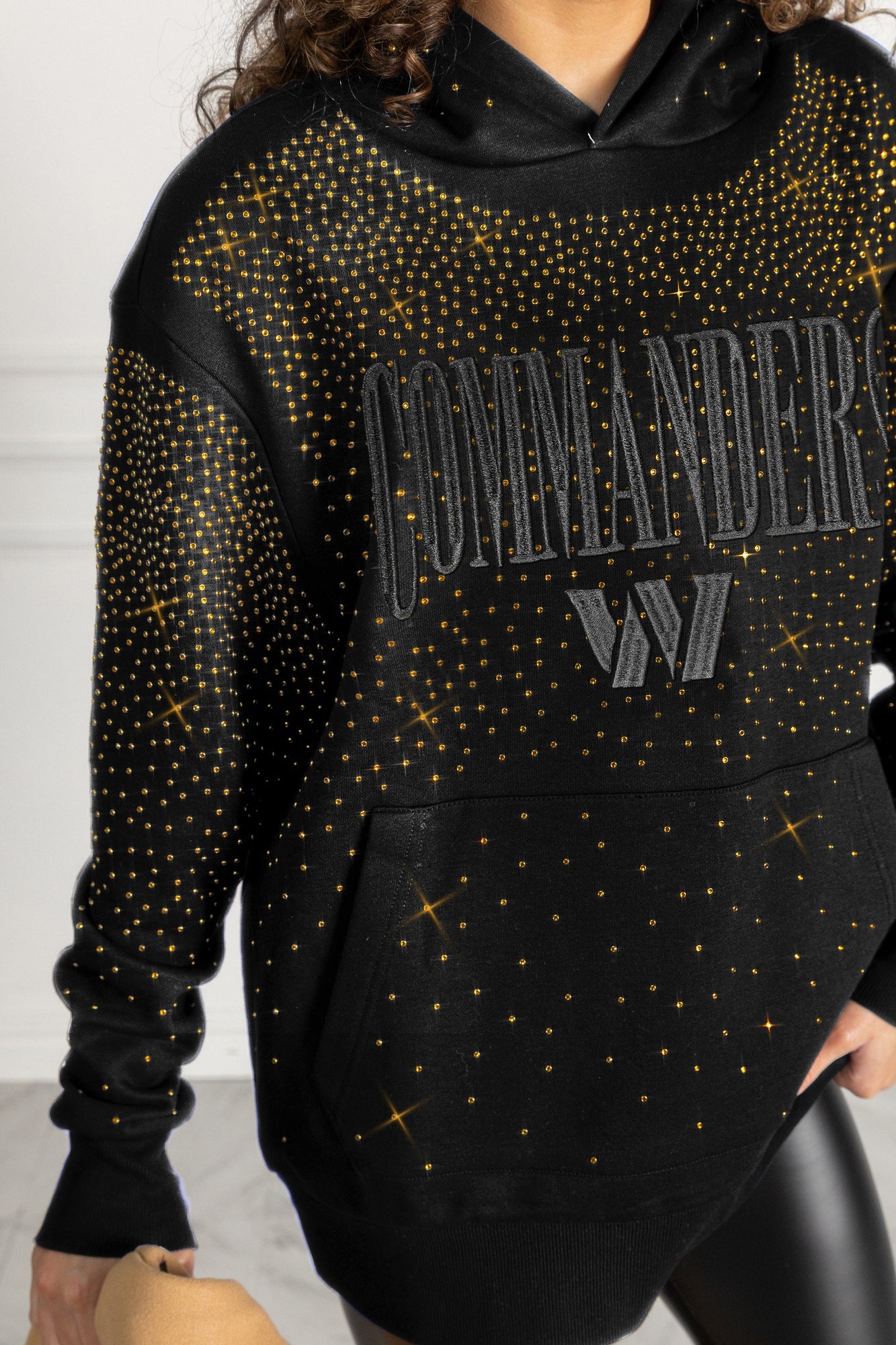 WASHINGTON COMMANDERS SUNDAY LIGHTS RHINESTONE HOODIE