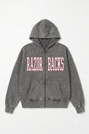 ARKANSAS RAZORBACKS STATEMENT MODE VINTAGE WASH FULL UNISEX ZIP HOODIE