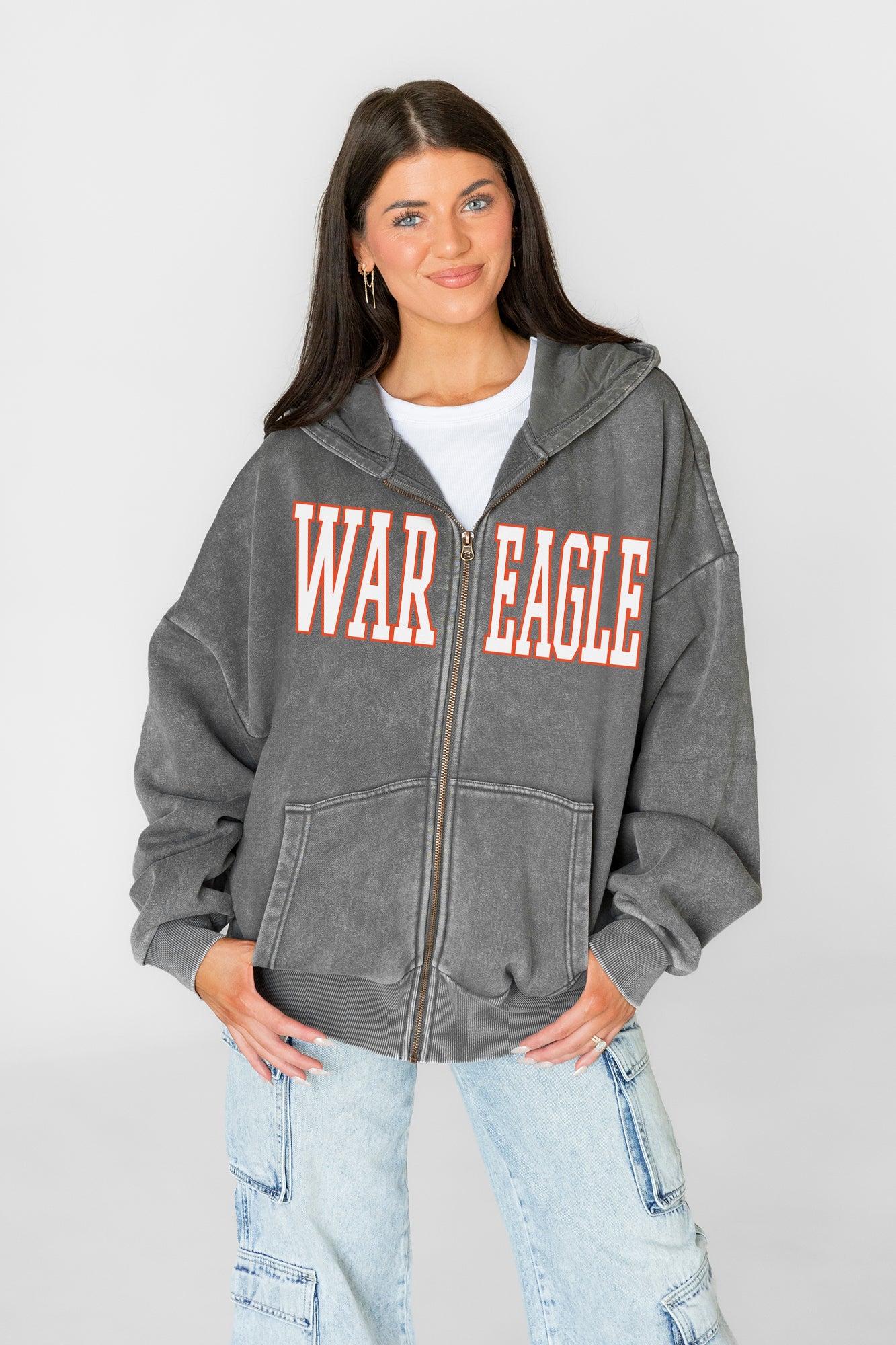AUBURN TIGERS STATEMENT MODE VINTAGE WASH FULL UNISEX ZIP HOODIE