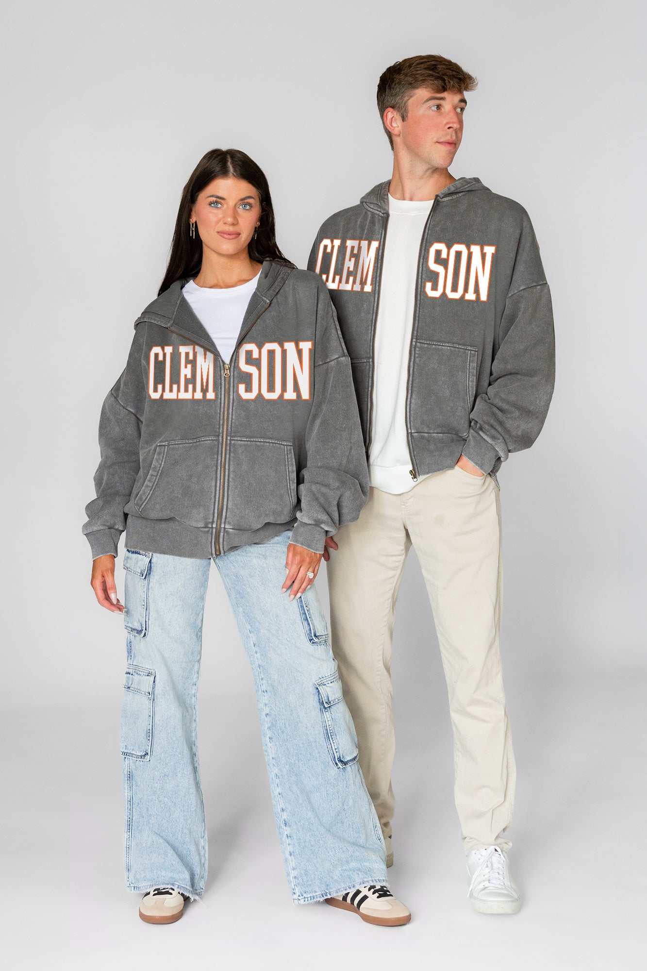 CLEMSON TIGERS STATEMENT MODE VINTAGE WASH FULL UNISEX ZIP HOODIE