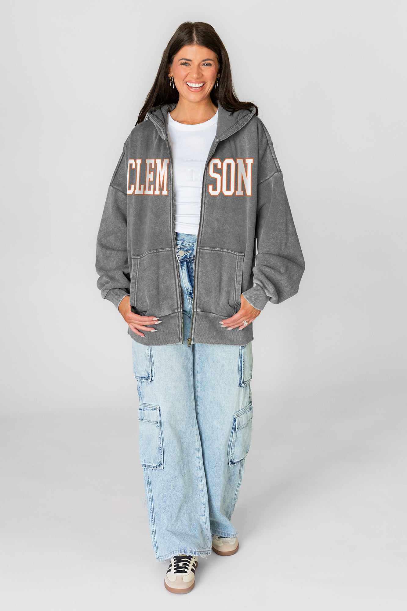 CLEMSON TIGERS STATEMENT MODE VINTAGE WASH FULL UNISEX ZIP HOODIE