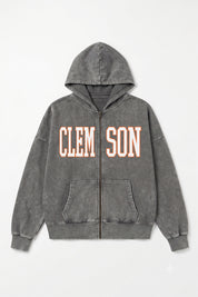 CLEMSON TIGERS STATEMENT MODE VINTAGE WASH FULL UNISEX ZIP HOODIE