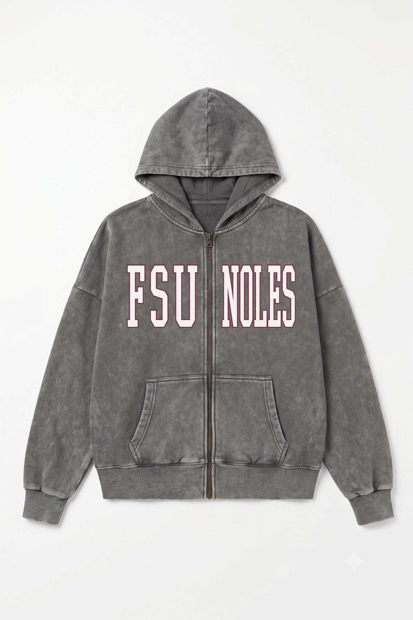 FLORIDA STATE SEMINOLES STATEMENT MODE VINTAGE WASH FULL UNISEX ZIP HOODIE