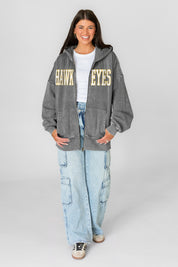 IOWA HAWKEYES STATEMENT MODE VINTAGE WASH FULL UNISEX ZIP HOODIE