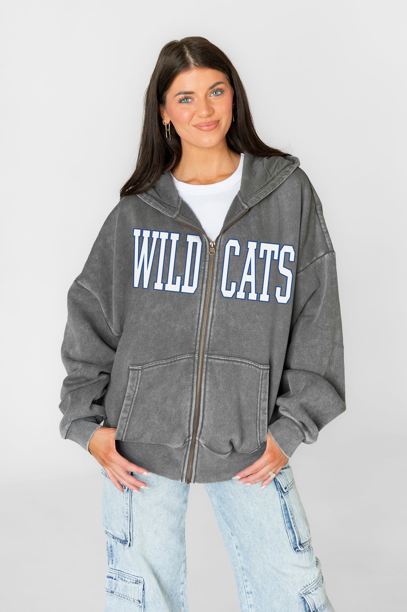 KENTUCKY WILDCATS STATEMENT MODE VINTAGE WASH FULL UNISEX ZIP HOODIE