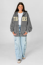 LSU TIGERS STATEMENT MODE VINTAGE WASH FULL UNISEX ZIP HOODIE