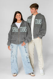 MICHIGAN STATE SPARTANS STATEMENT MODE VINTAGE WASH FULL UNISEX ZIP HOODIE