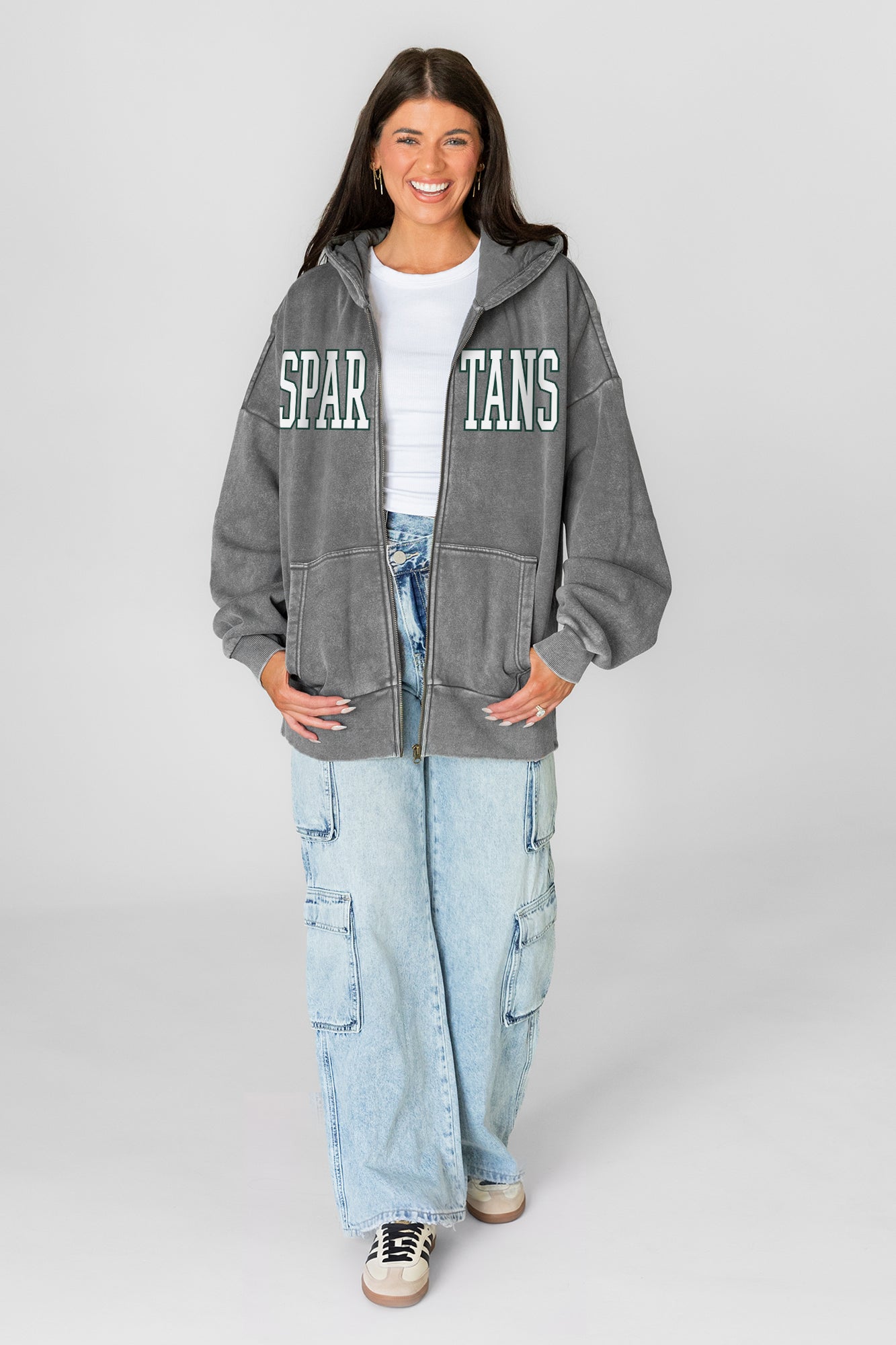 MICHIGAN STATE SPARTANS STATEMENT MODE VINTAGE WASH FULL UNISEX ZIP HOODIE