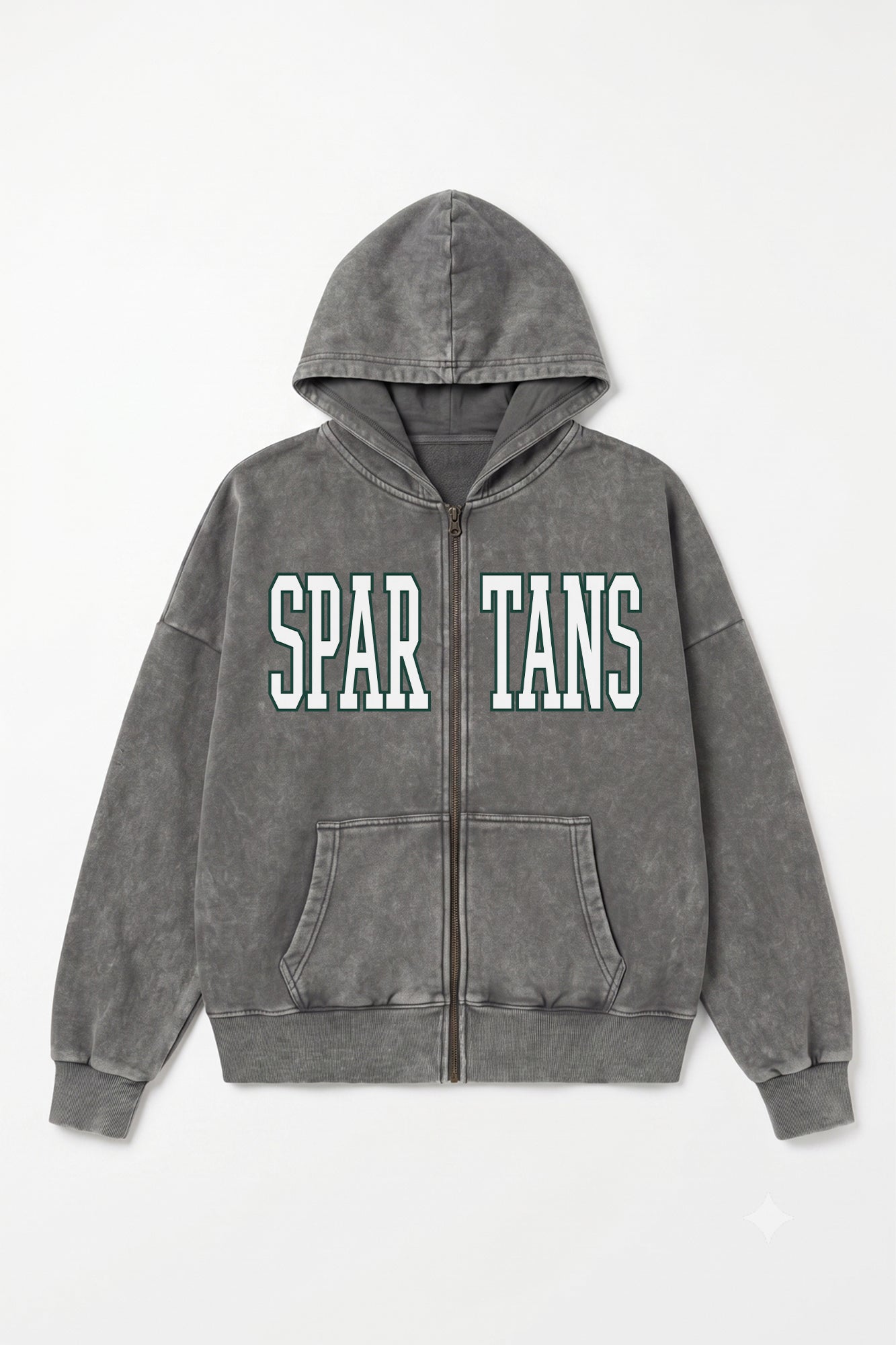 MICHIGAN STATE SPARTANS STATEMENT MODE VINTAGE WASH FULL UNISEX ZIP HOODIE